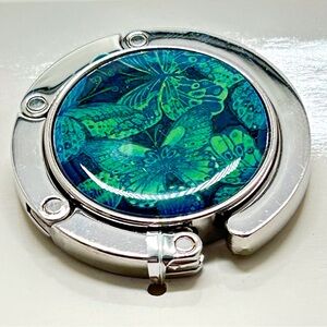 Bijoux Terner, Silver, Blue And Green Butterfly Handbag Holder, NIB